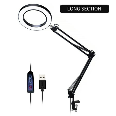 Magnifier LED Lamp 5X Magnifying Glass Desk Table Light Reading Lamp With Clamp